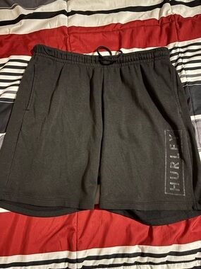 Hurley Black Men's Athletic Shorts with Logo Panel